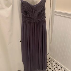 Strapless purple bridesmaids dress